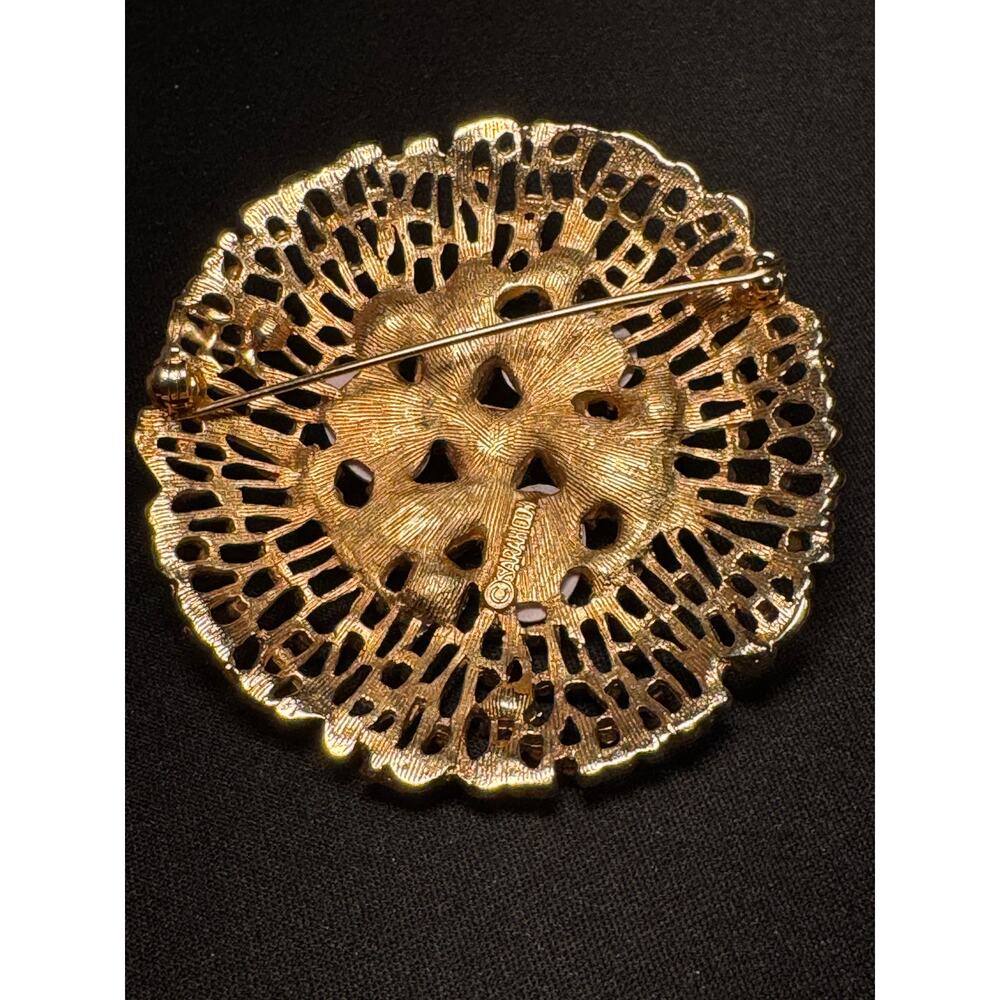 Vintage Sarah Coventry Splendor Brooch Gold Tone Filigree - Picture 4 of 5